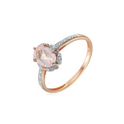 Prsten s růžovým quartzitem a diamanty, 14K IZBR563R