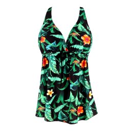 Nice Floral plavkové šaty tankiny vyztužené košíčky S136-14 XXL zelená