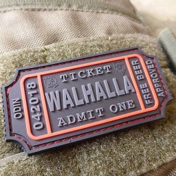 JACKETS TO GO nášivka WALHALLA TICKET BEER velcro plast ČERNÁ/ČERVENÁ