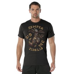 Triko USMC SEMPER FIDELIS ČERNÉ vel. L