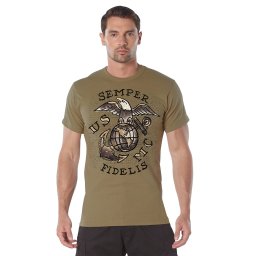 Triko USMC SEMPER FIDELIS COYOTE vel. L