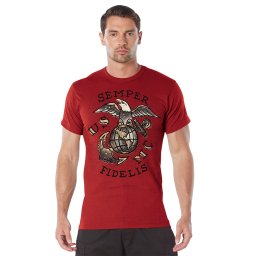 Triko USMC SEMPER FIDELIS ČERVENÉ vel. L