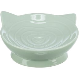 Keramická miska zvýšená, ergonomická světle zelená s ušima 14 cm, 0,15 l