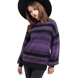 svetr dámský KILLSTAR - Hauntweft - Purple/Black - KSRA011700