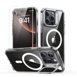 ESR Classic Hybrid KickStand HaloLock SET iPhone 16 Pro Max: Pouzdro a tvrzené sklo - Clear