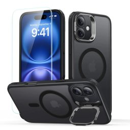 ESR Classic Hybrid KickStand HaloLock SET iPhone 16: Pouzdro a tvrzené sklo - Frosted Black