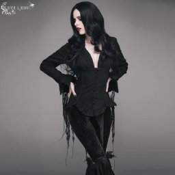 halenka dámská DEVIL FASHION - Ishtar Gothic Peplum Top with Lace - ESHT001