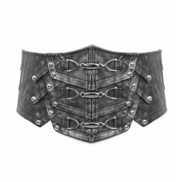 korzet (pás) DEVIL FASHION - Laying Down The Law Punk Metallic Faux Leather - AS06101
