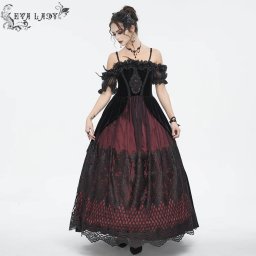 šaty dámské DEVIL FASHION - Black and Red Gothic - ESKT04502