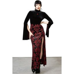 sukně dámská KILLSTAR X TWIN TEMPLE - Scarlet Fiend - Red - KSRA009957