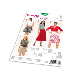Střih Burda 6682 - Jednoduchá áčková sukně, mini sukně, dlouhá sukně