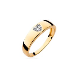 Zlatý romantický prsten s diamantovým srdíčkem, 14K BSBR015