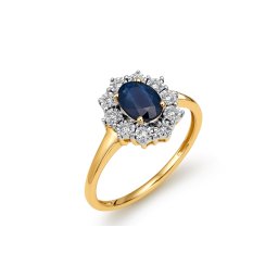Safírový prsten s diamanty Iva, žluté zlato KU1545Z