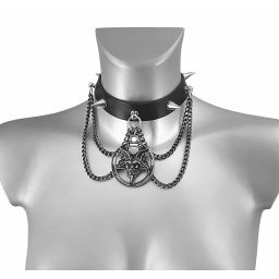 obojek SIGIL OF BAPHOMET LEATHER CHOKER - LSF9 52