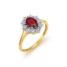 Rubínový prsten 0,55 ct s diamanty Iva, žluté zlato KU1545R