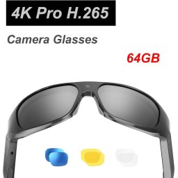 4K brýle polarizační s kamerou + vyměnitelná sklíčka (64GB paměť) s IP54