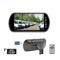 Monitor ve zpětném zrcátku 7" s HD (připojení pro 2x kamery) + dálkové ovládání