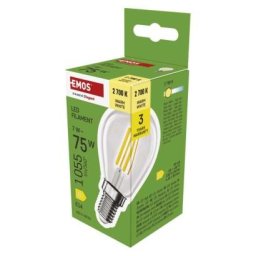 Emos LED žárovka Filament Mini Globe / E14 / 7 W (75 W) / 1055 lm / teplá bílá ZF1D52
