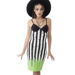 šaty dámské KILLSTAR x BEETLEJUICE - Distressed Stripe - KSRA012108