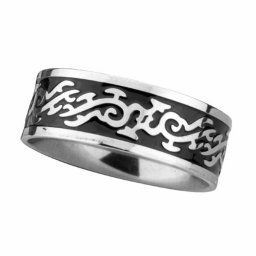 prsten ETNOX - Silver Lines on Black - SR023