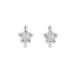 Náušnice z nerezové oceli s broušenými kamínky květ, barva 1 stříbrná