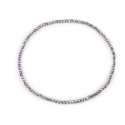 Náhrdelník pružný z broušených skleněných korálků, barva 1 stříbrná tmavá AB