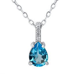 Silvego Stříbrný náhrdelník Steffi s přírodním Topazem a Brilliance Zirconia 42 + 5 cm - JJJ1993NTS