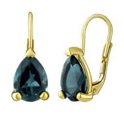 Zlaté náušnice Babette ze žlutého zlata s přírodním London Blue Topaz
