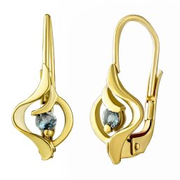Silvego Zlaté náušnice Marlen ze žlutého zlata s přírodním Akvamarínem - SILVEGOG35008AQGY