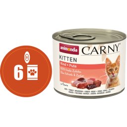 Carny Kitten MULTIPACK hovězí a krůta - konzerva pro koťata 6x200 g
