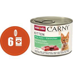 Carny Kitten MULTIPACK hovězí, kuře a králík - konzerva pro koťata 6x200 g