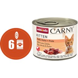 Carny Kitten MULTIPACK telecí, kuře a krůta - konzerva pro koťata 6x200 g