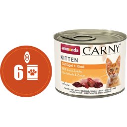 Carny Kitten MULTIPACK drůbeží a hovězí - konzerva pro koťata 6x200 g