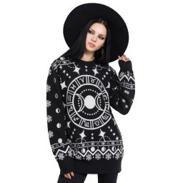 svetr unisex KILLSTAR - Cosmic Hallowmas - Black/White - KSRA012240