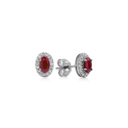 Náušnice s rubíny 0,65ct a brilianty Alma, bílé zlato KU1484A