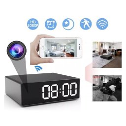 Kamera v budíku FULL HD Budík s kamerou + Wifi/P2P + detekce pohybu + IR LED