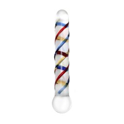 Rimba Rachella - dvojit sklenn dildo (prhledn - barevn)