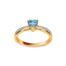 Prsten s topasovým srdcem 0,30 ct a diamanty, 14K BSBR025