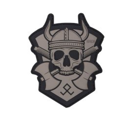101INC nášivka 3D plastová VIKING WITH HATCHET ŠEDÁ
