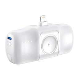 Wozinsky WF16-YLS 15W Mini powerbanka 5000mAh Lightning + USB-C + nabíječka pro Apple Watch, bílá