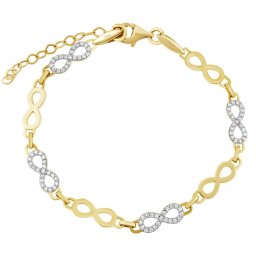 Silvego Zlatý náramek ze žlutého zlata Tina zdobený infinity a Brilliance Zirconia - QR170GY