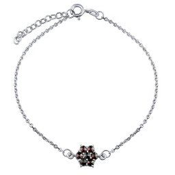 Silvego Stříbrný náramek Floret s pravými granáty - 18+3 cm - SILVEGOB688047B