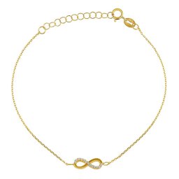 Silvego Jemný zlatý náramek Anker Roma zdobený Infinity s Brilliance Zirconia - Y (0,8 mm) - AWFZD020BGY3-17 cm