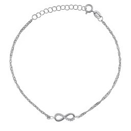 Silvego Jemný zlatý náramek Singapur zdobený infinity a Brilliance Zirconia - W - AWSGVD025BGW3-17 cm