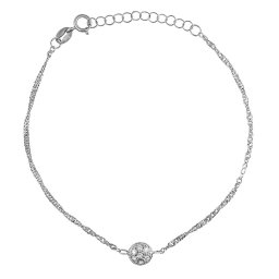 Silvego Jemný zlatý náramek Singapur zdobený půlkuličkou s Brilliance Zirconia - W - AWSGVD025BGW4-17 cm