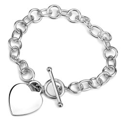 Silvego Moderní masivní dámský stříbrný náramek 19 cm se srdíčkem - PRMB10345
