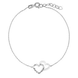 Silvego Náramek dvojité srdce Dominique z bílého zlata ručně broušený - PRGARI0099BGW