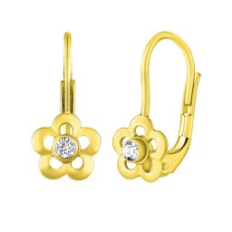 Silvego Zlaté dětské náušnice květinky Fiore s Brilliance Zirconia - SILVEGOG70164CZY