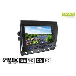 Hybridní 5 "monitor do auta: 2-CH, AHD / CVBS pro 2 kamery + dálkové ovládání