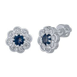 Silvego Stříbrné náušnice pecky Marguerite s přírodním London blue topazem a Brilliance Zirconia 8 mm - SILVEGOB380003SLNT